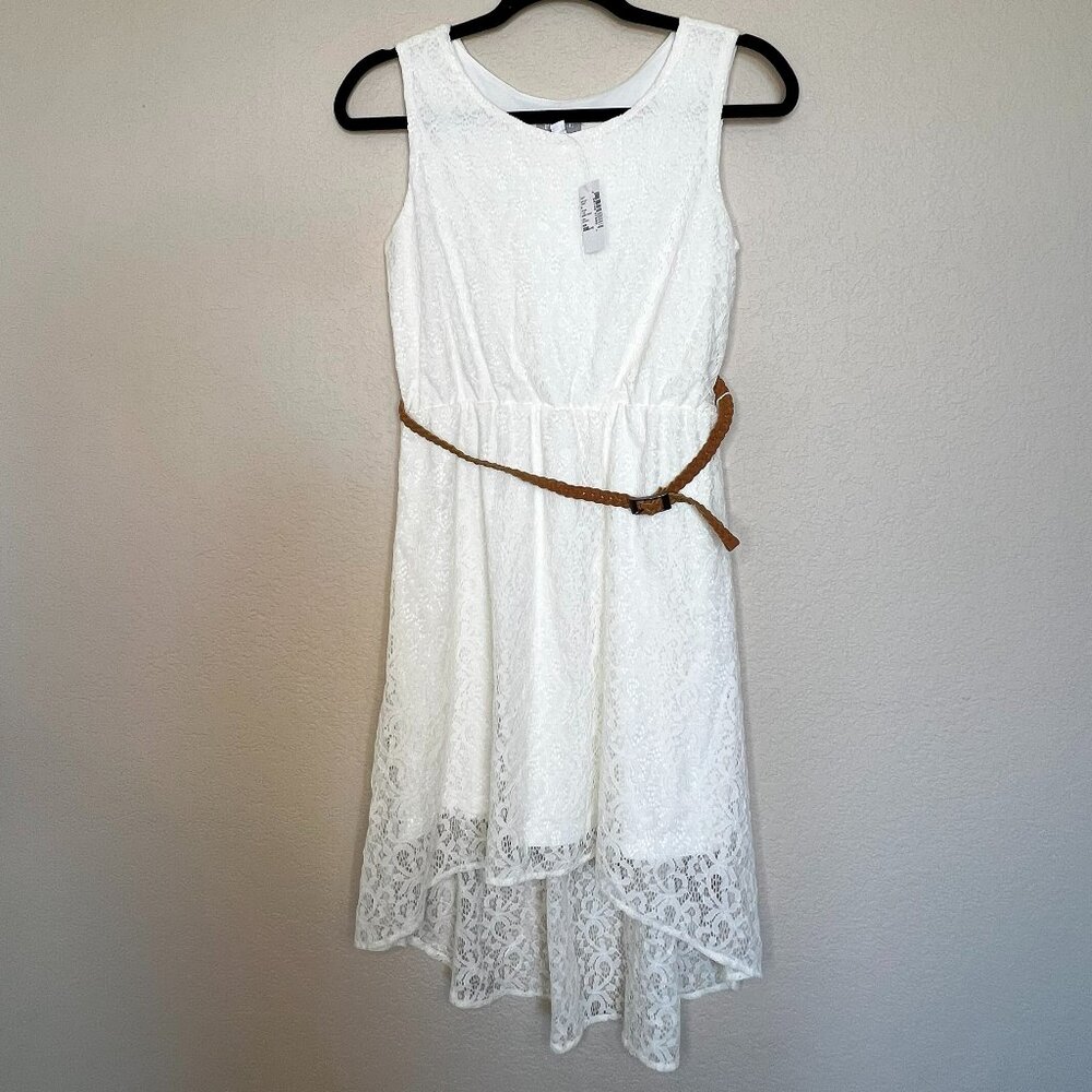 Girls White Lace Dress High Low Flower Girl Easter NWT XXL 16